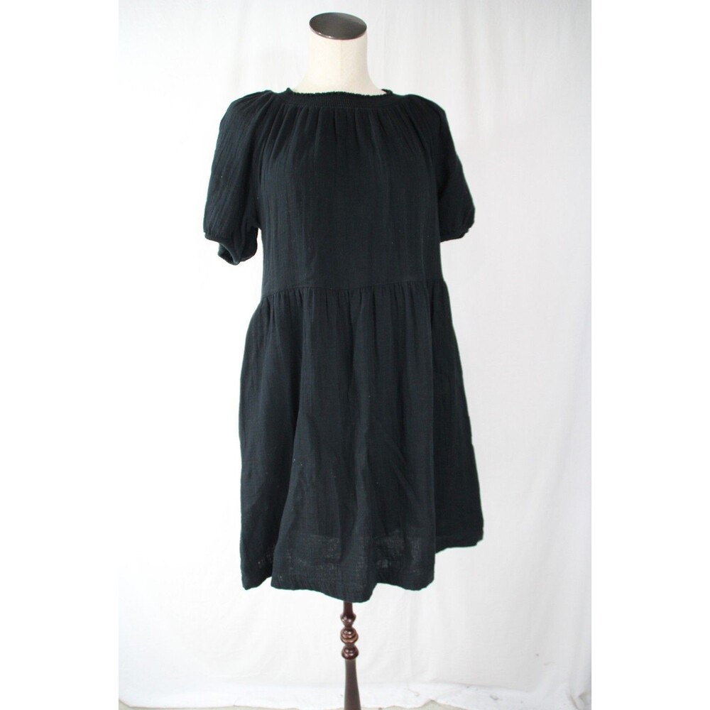 Universal Thread Puff Sleeves Tunic A Line Dress Black Size Small cottagecore